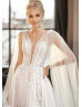 Ivory Sparkly Lace Tulle Stunning Wedding Dress